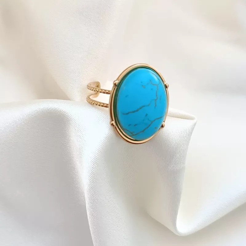 Bague en Pierre Ovale Turquoise